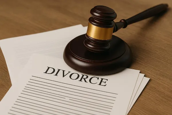 A gavel resting on top of a stack of legal documents, symbolizing the complexities and legal considerations involved in filing for divorce in Oregon. The image conveys the seriousness and formal nature of divorce proceedings, highlighting the importance o